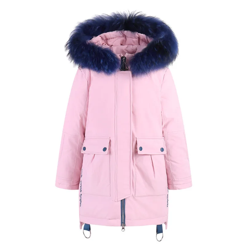 

Kids Girls Boys Winter Faux Hooded Down Coat Jacket Padded Overcoat Children's long coat warm cotton suit #4S16