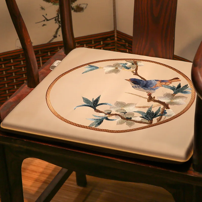 Традиционный китайский стиль цветы вышивка сиденья Cushons с пеной птицы красный