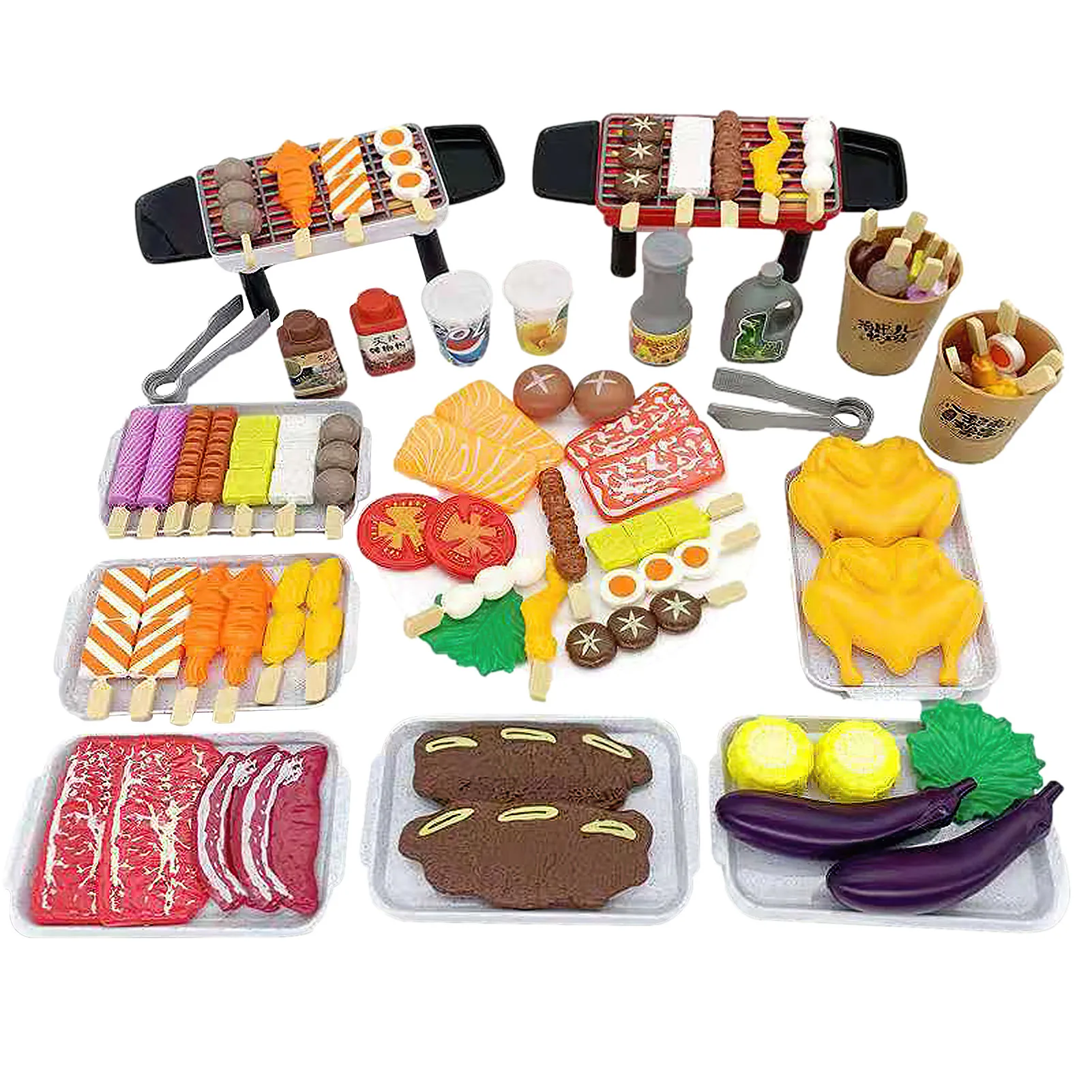

80 шт. игровой набор для барбекю, гриль для барбекю, кухонные инструменты для готовки, ролевые игры, игрушки для еды, подарок для детей