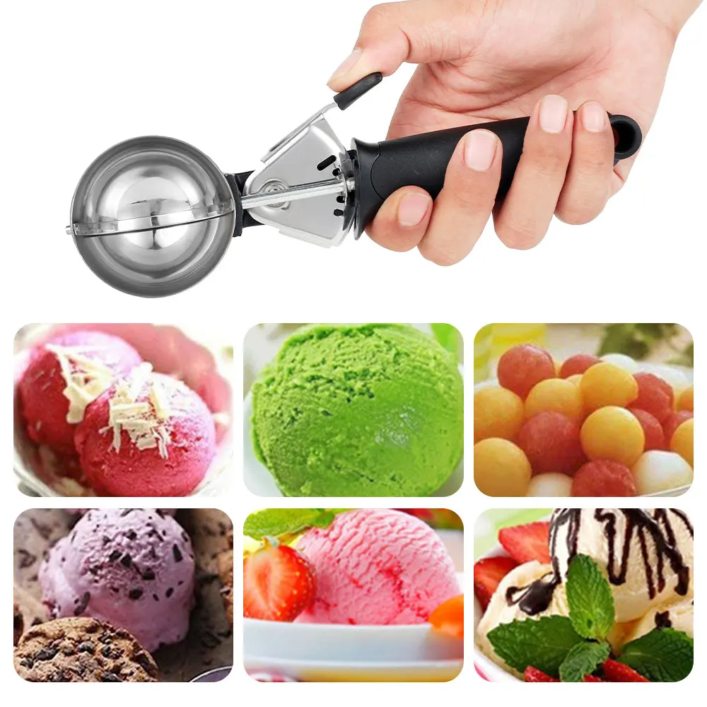 

Stainless Steel Ice Cream Spoon Fruit Scooper Ice Cream Spoon Metal Ice Cream Biscuit Scoop Ice Ball Machine Kitchen Tool