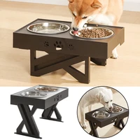 large dog food bowl elevated adjustable stainless steel double bowl container lift tabel pet drinking water bowl feeders