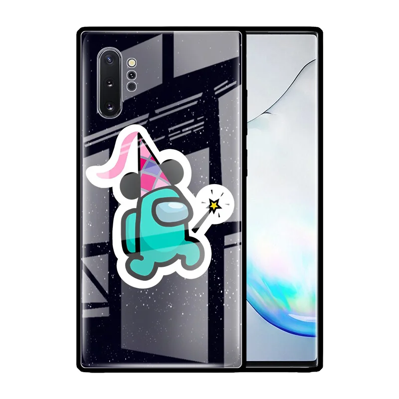 

Tempered Glass Funda Phone Case for Samsung Galaxy Note 10 Lite 9 8 Plus 20 Ultra Plus 5G Coque Shell Among us