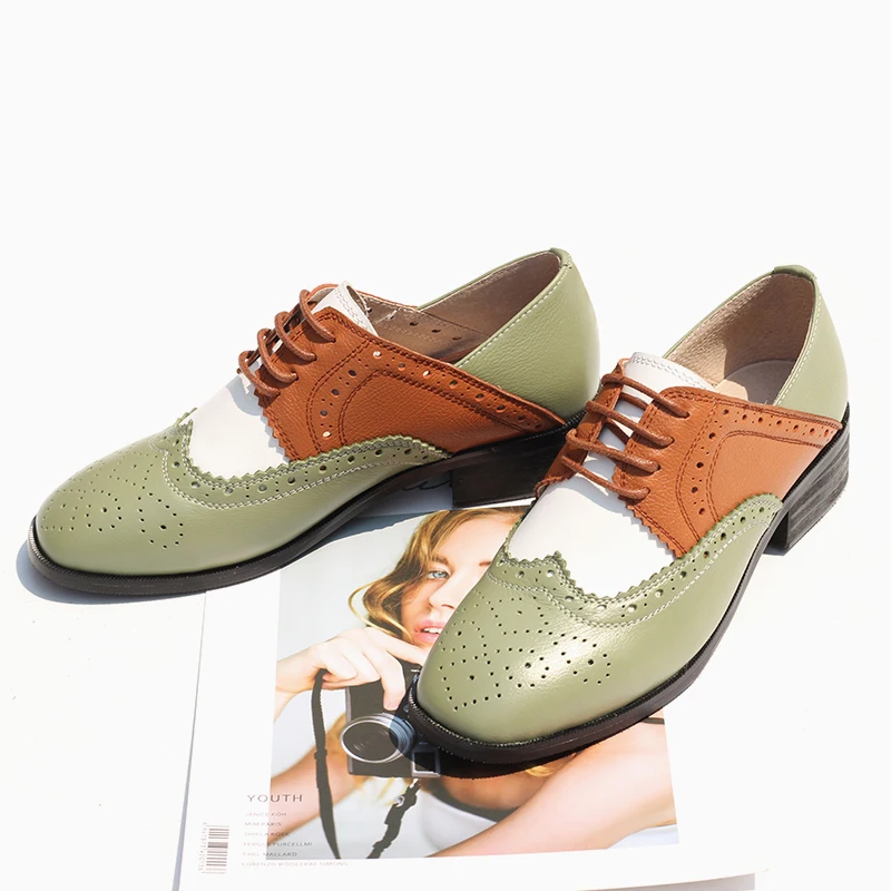 Туфли оксфорды женские из натуральной кожи плоская подошва винтажные лоферы