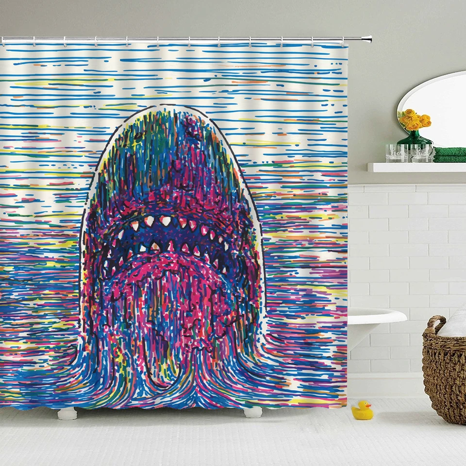 Elephant Dog Shark Bathroom Shower Curtains Animal Bath Curtain Waterproof Polyester Cloth 3d Printed Screen Home Decor | Дом и сад