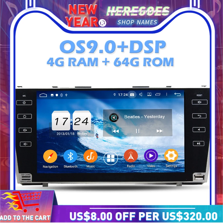 IPS DSP Android 10 0 4 Гб RAM 64 ROM автомобильный dvd плеер Wifi 4G Bluetooth RDS радио GPS карта для Toyota Camry