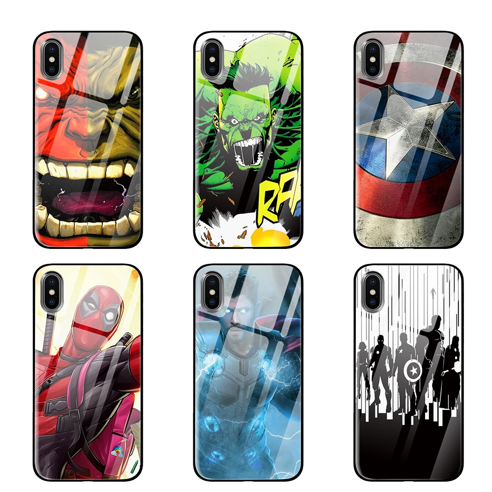Для логотипа Marvel для iPhone 5 5S 6 6s 7 8 Plus X XS XR 11 Pro макс. закаленное стекло чехлы |