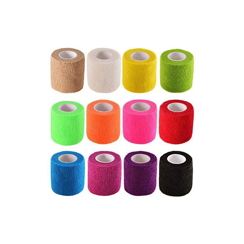 

24 Rolls Self Adherent Wrap Bandages 2 Inches X 5 Yards First Aid Tape Elastic Self Adhesive Tape for Sports, Wrist, Ankle