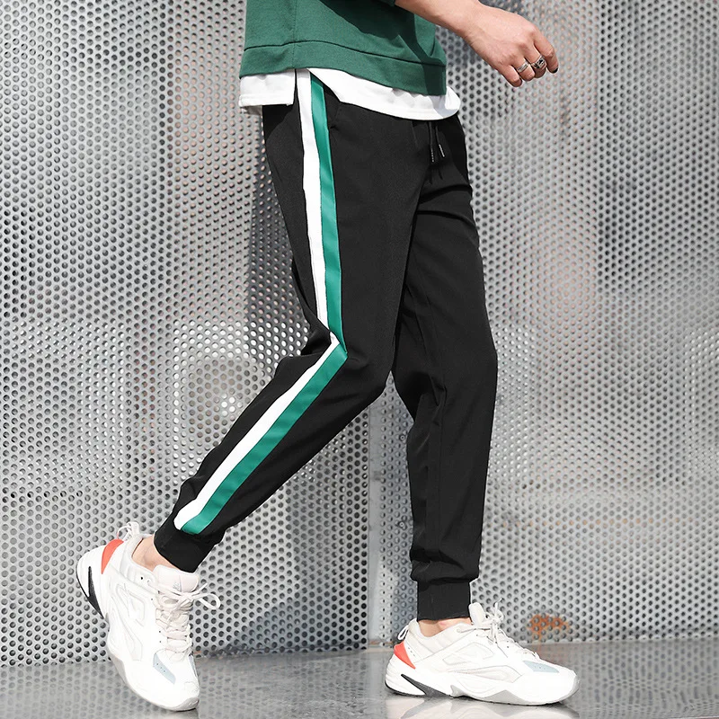 Летние тонкие повседневные брюки мужские облегающие спортивные брюки-карандаш с