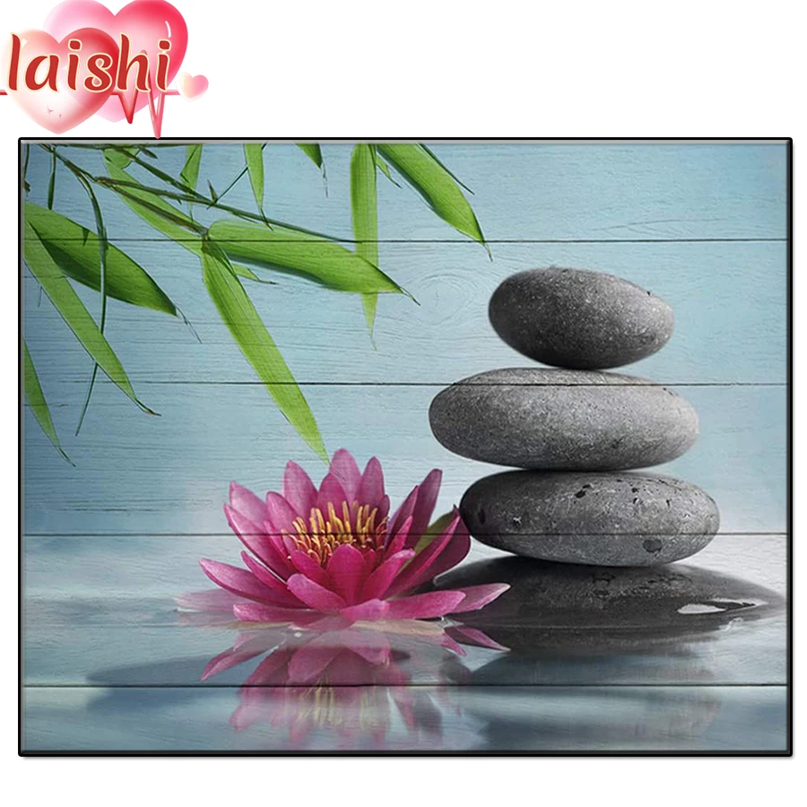 

Diy Zen, bamboo, lotus, stone, bathroom decoration diamond painting diamond painting mosaic mosaic rhinestone embroidery decor