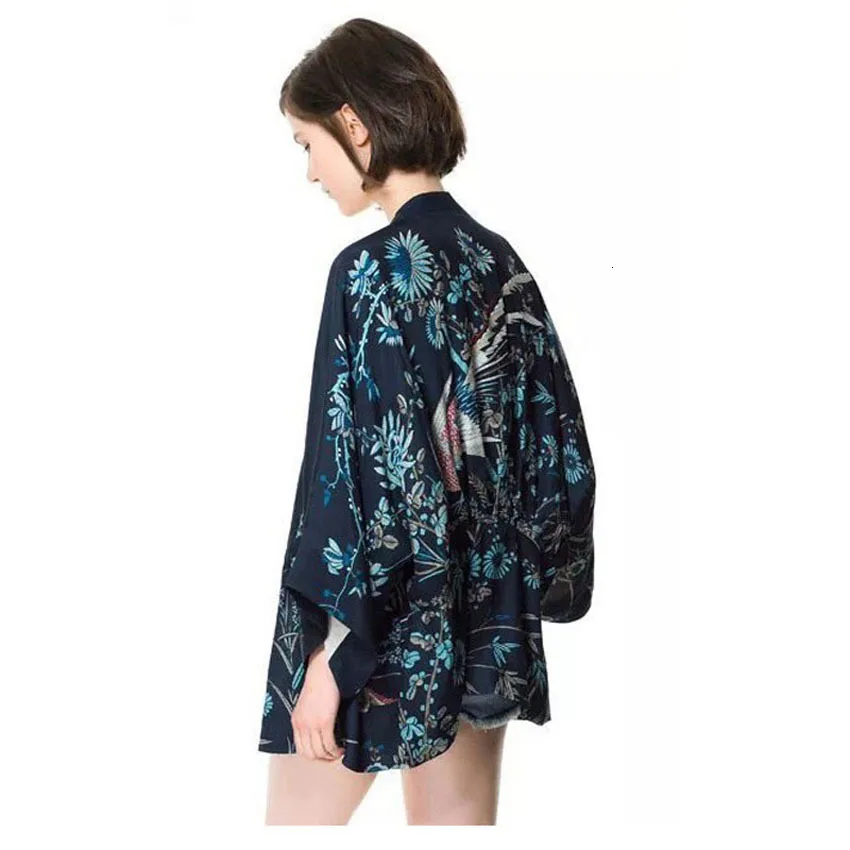 Весенний женский кардиган в японском стиле Haori, шифоновая куртка с принтом, кимоно Yukata, верхняя одежда, пляжная одежда