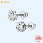 Женские серьги-гвоздики с маленькими цветами розы trustdavid, ювелирное изделие из стерлингового серебра 100% пробы, подарок для дочки и девушки, DA127