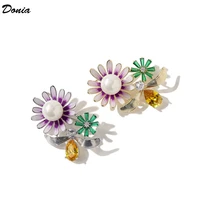donia jewelry european and american exquisite brooch inlaid aaa zircon shell pearl petals brooch ladies cardigan brooch
