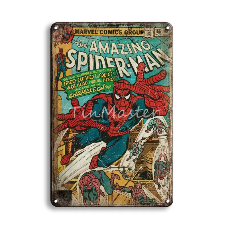 MARVEL COMICS ободок для волос в стиле чудо-женщина супергерой Железный человек металлический оловянный знак детская спальня Детская комната Декор для гостиной винтажный металлический постер - Цвет: 20132