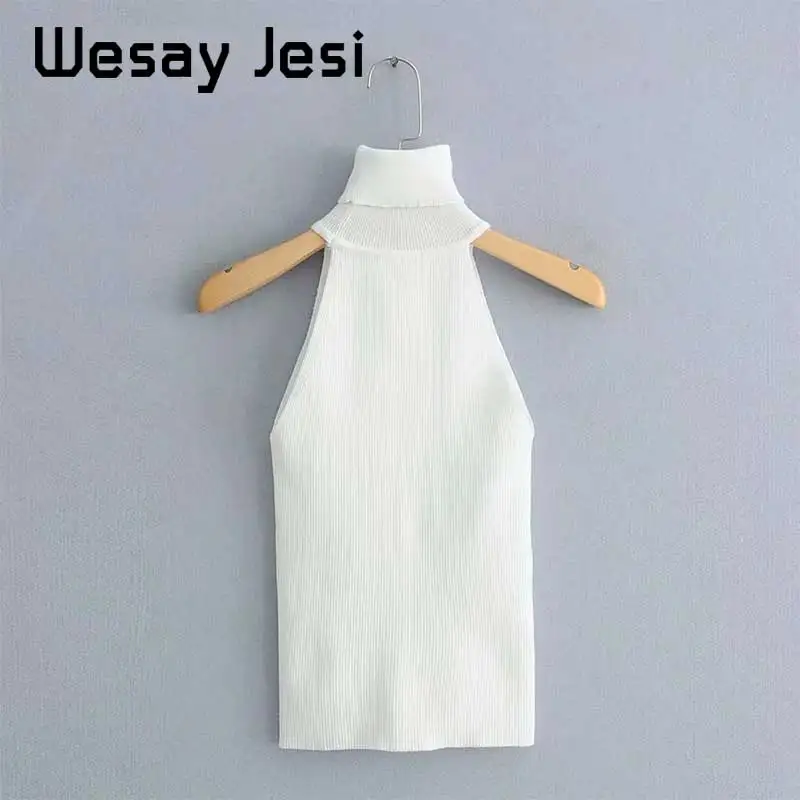 Женский трикотажный пуловер с высоким воротником и открытыми плечами | Женская