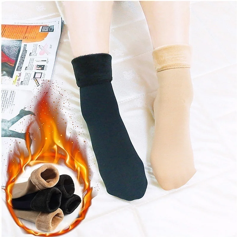 

1 Pair Unisex One Size Winter Keep Socks Winter Casual Warmest Socks Thicken Soft Velvet Comfort Elastic Snow Boot Wool Socks