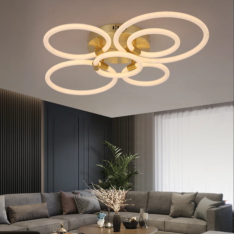 Золотая современная светодиодная люстра освещение для гостиной спальни