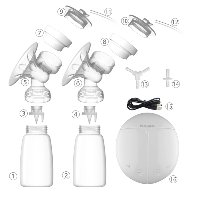 

Electric Breast Pump with Milk Bottle Cold Heat Pad Double Powerful Nipple Suction USB Electric Milk Pumps Mom Breast Feeding