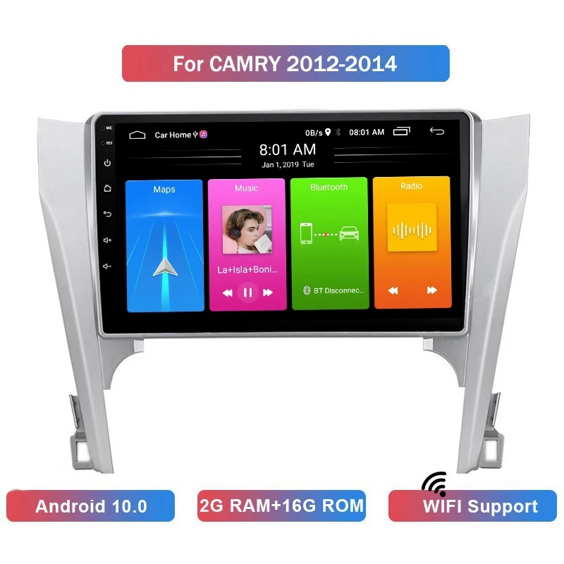 

9 Inch 2 Din Android 10.0 Car MP5 Player Stereo Radio 2+16GB Wifi Bluetooth GPS Navigation for Toyota Camry 2012-2014