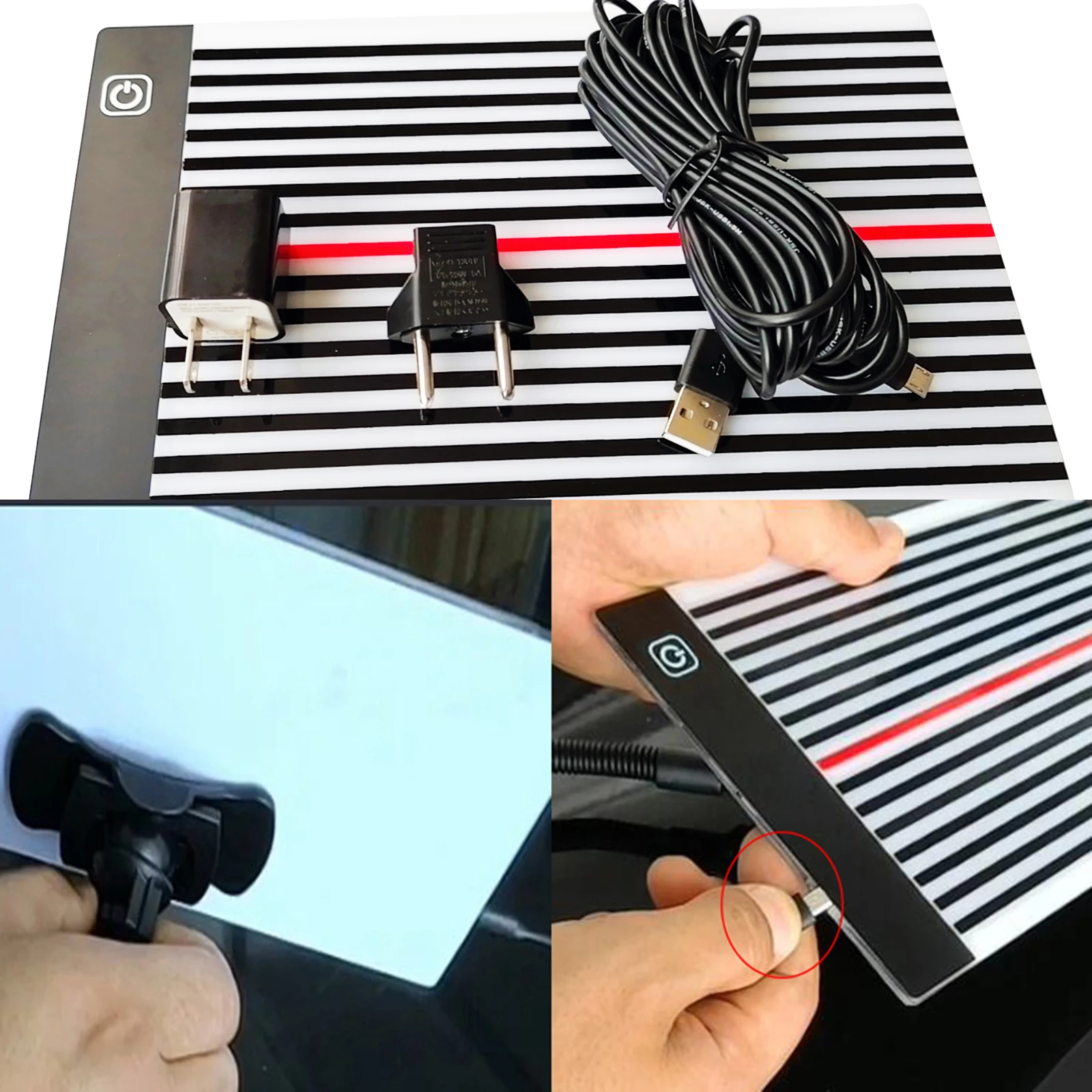 

Dent Reflector LED Stripe Light Dent Fix Tools Find Dent Reflector Paintless Black And White USB Charging Car Dent Repair Tool