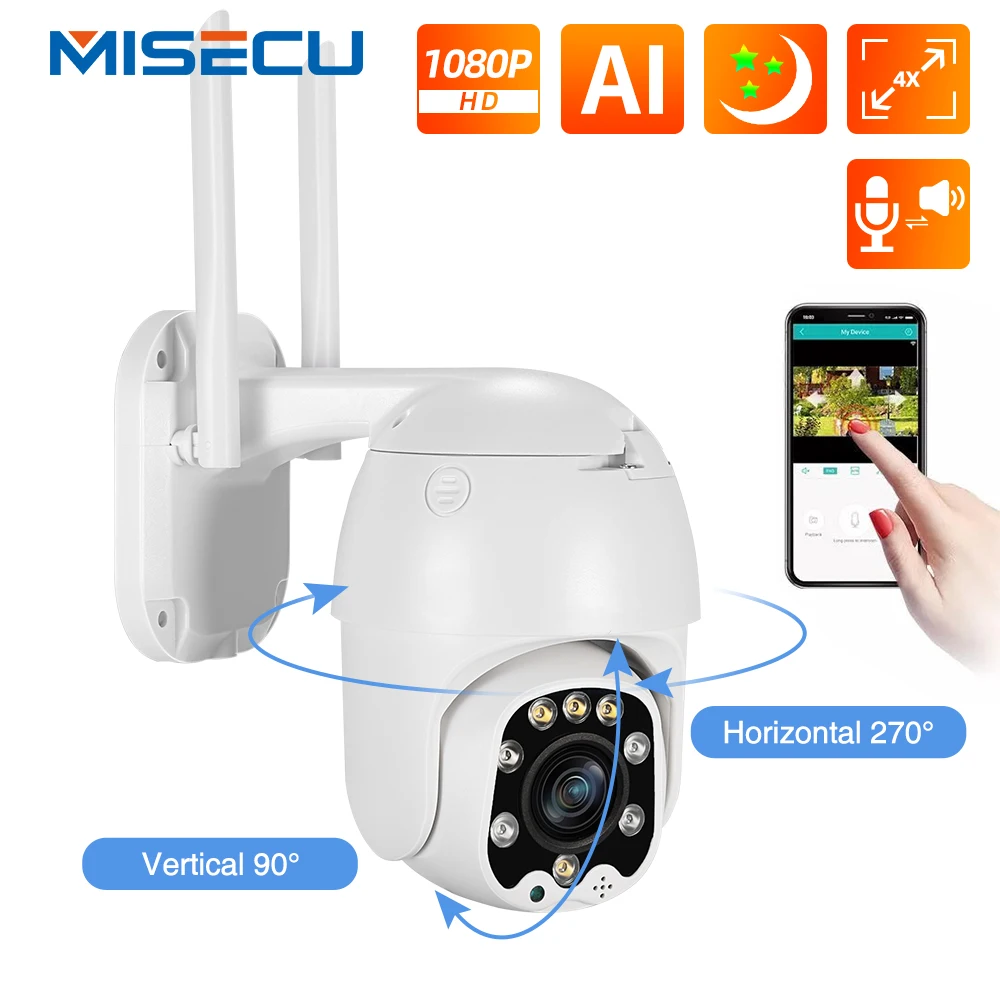 IP камера MISECU 1080P 3 Мп Wi Fi PTZ 4 кратный оптический зум|Камеры видеонаблюдения| |