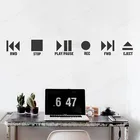 Мультяшная музыка, настенная наклейка, кинотеатр, Play and stop, настенная наклейка, виниловая музыка, кнопка, Настенный декор JH383