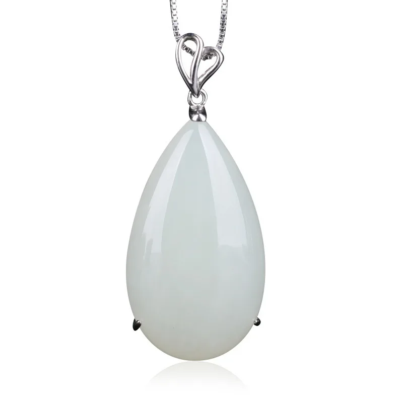 

2020 Top Fashion New Accented Water Drop Natural Pendant 925 Pure With Water Drop And Hetian With Certificate