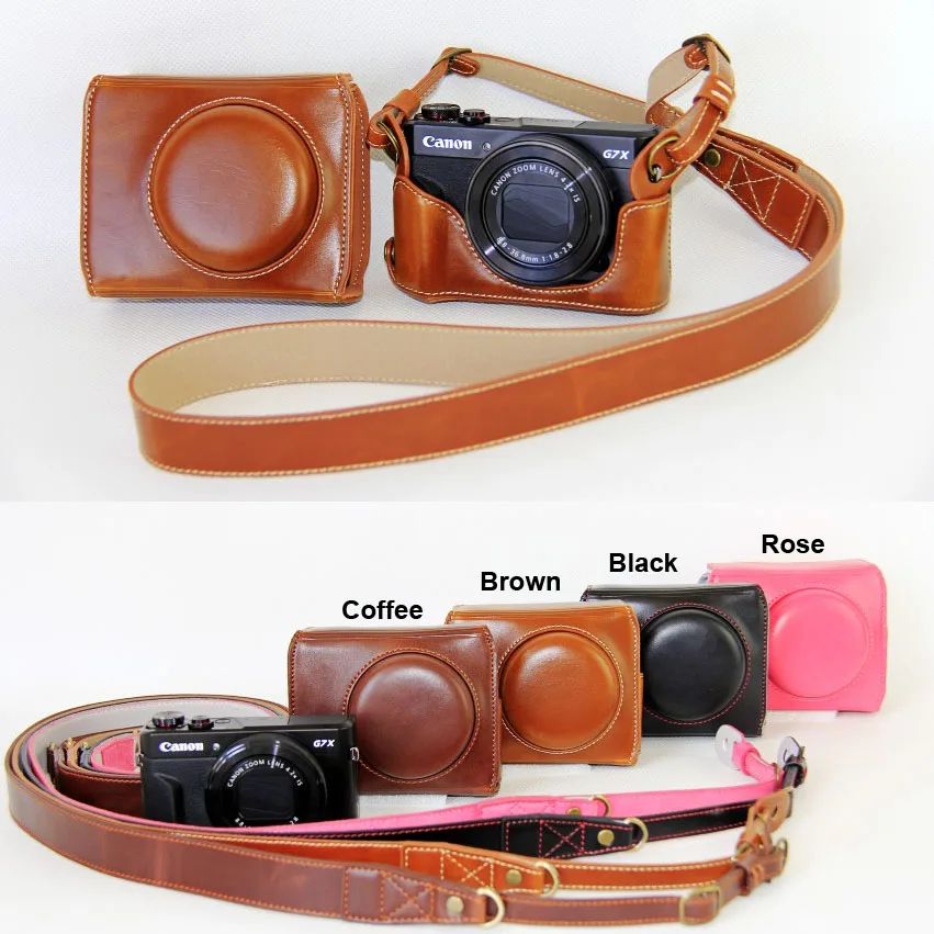 

High Quality Leather Camera Bag case strap For canon PowerShot G7X Mark II