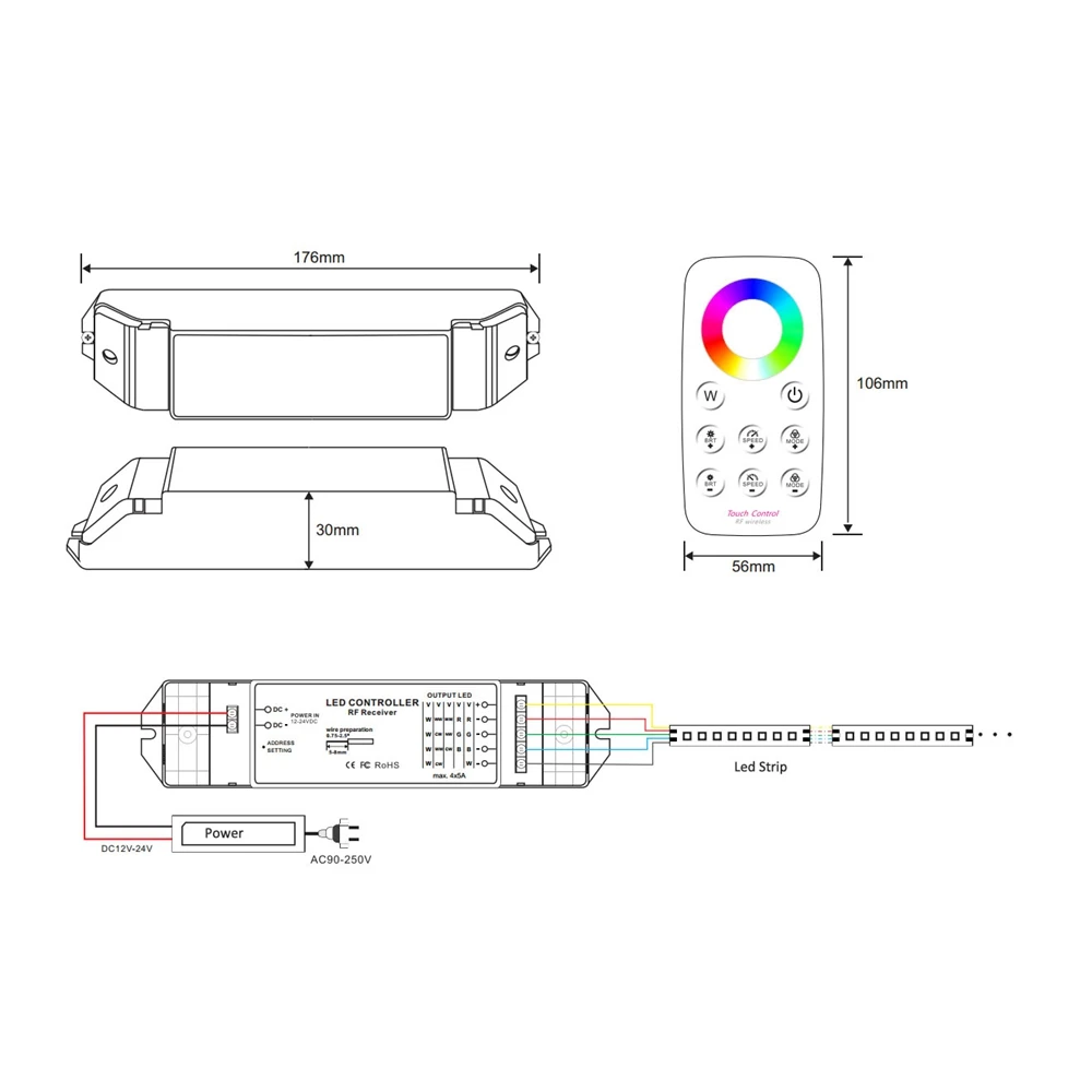 Bincolor T4 + R4 беспроводной пульт дистанционного управления RGBW светодиодный