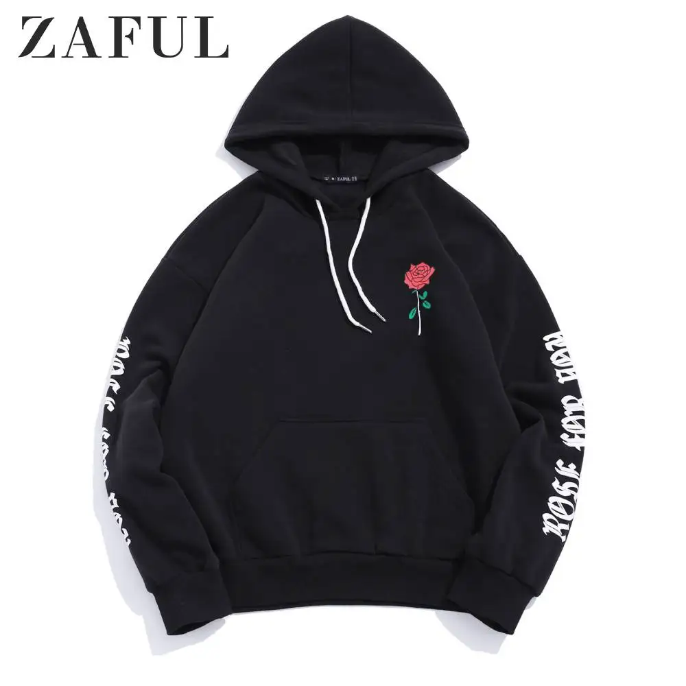 ZAFUL розовый Графический флисовый пуловер с буквенным принтом толстовка длинными