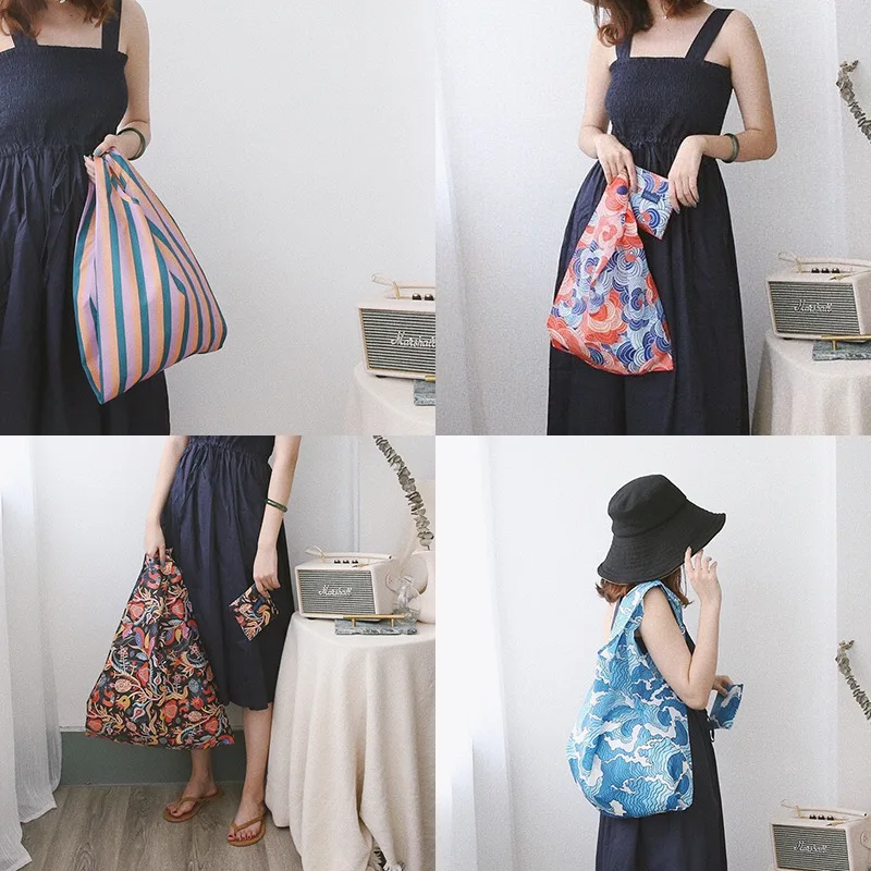 American Bohemia Style Nylon Environmental Shopping Bags Waterproof Single Shoulder Bag Strawberry Print Simple Ladies B94 | Багаж и сумки