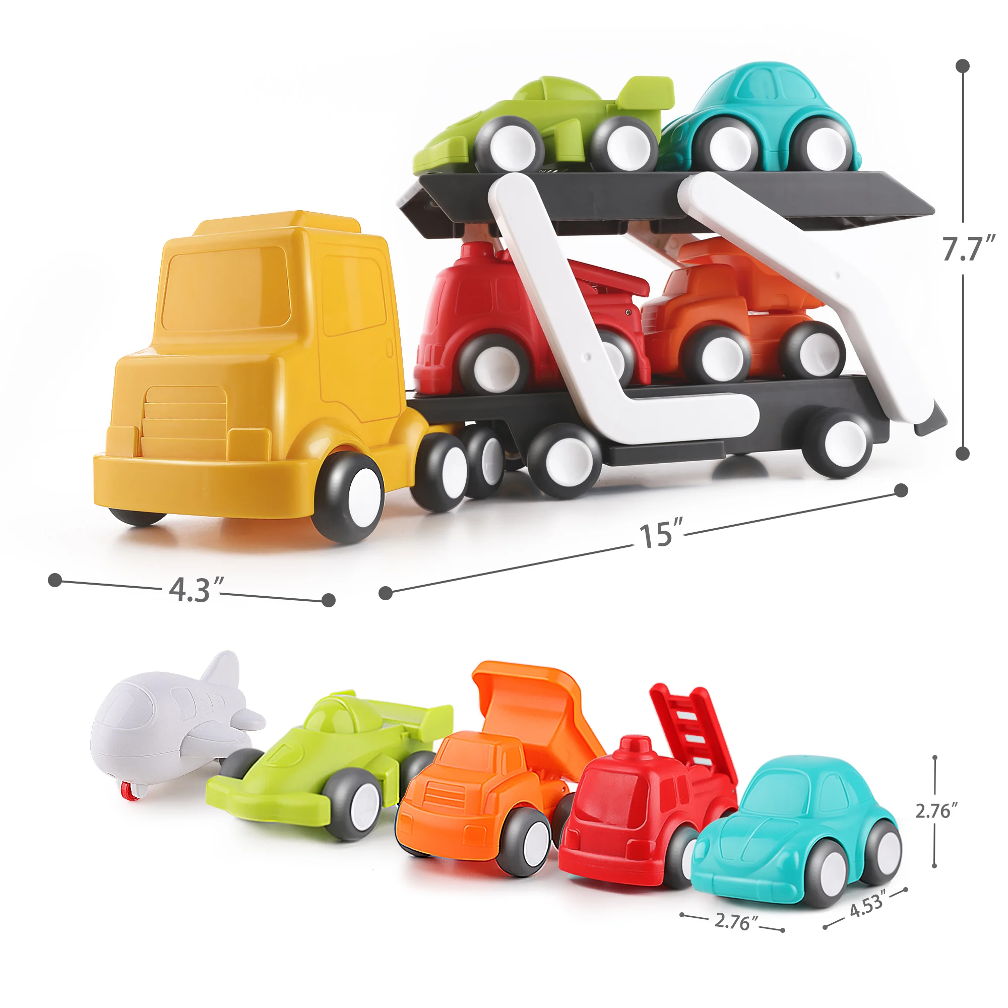 

Toddler Car Carrier Truck Toys Set Boys Transport Trailer Vehicles Birthday Gift for 18 24 Month 2 3 4 Year Old Baby Girl Infant