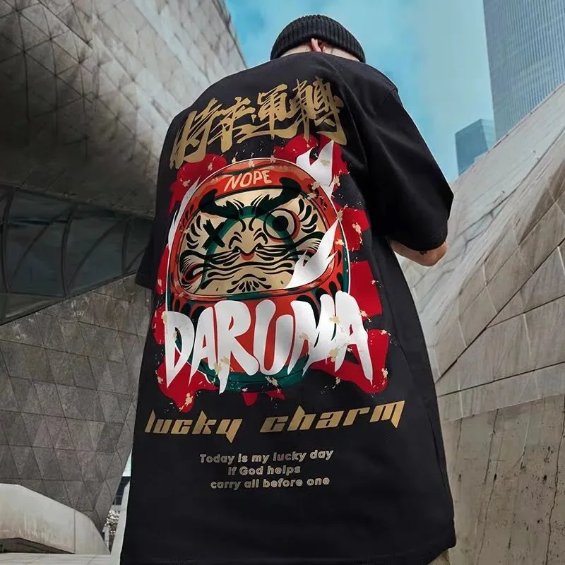 

Japan Style T Shirt 2021 Hip Hop Men Clothing Oversized T Shirt Chinese Elements O-Neck Short Summer Harajuku Men Tshirt