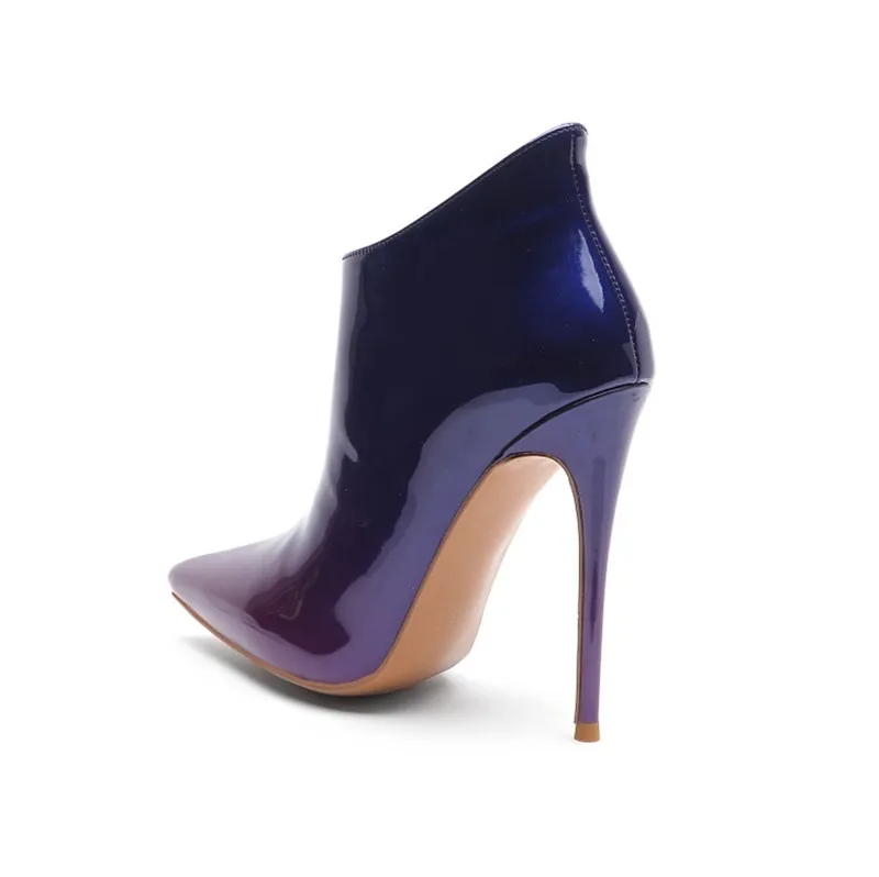 Классические фиолетовые ботильоны на молнии для женщин пикантные ботинки