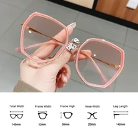 1pcs fashion polygon gradient women sunglasses vintage irregular big frame eyewear trending ladies shades pink sun glasses uv400