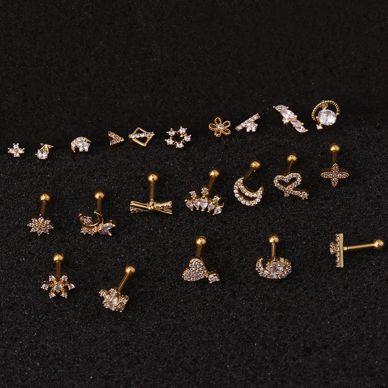 Серьга-гвоздик из нержавеющей стали с фианитом женская Модное изящное Ювелирное