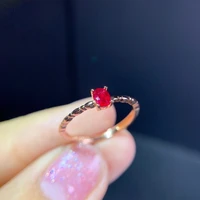cute small ruby silver ring for daily wear 3mm4mm natural ruby ring solid 925 silver ruby jewelry gift for woman
