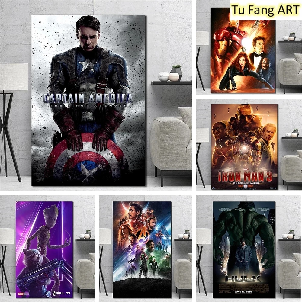 

Настенная картина на холсте с супергероями, Железным человеком, Диснеем, Marvel, Человек-паук, Капитан Америка, плакаты и принты, картины, украш...