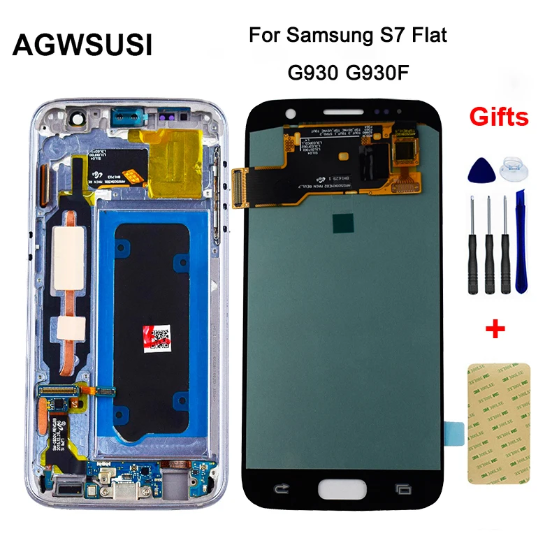 ЖК дисплей AMOLED для Samsung Galaxy S7 плоский G930 G930F сенсорный экран с дигитайзером сенсор