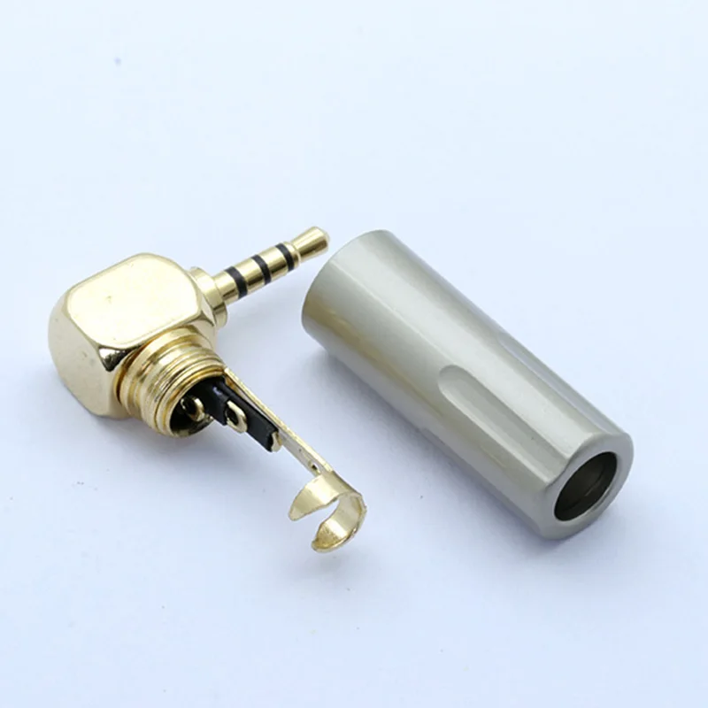 

10pcs Wire Connector 2.5mm Jack Gold-plated 4pole Right Angle Grass Pattern High Quality Earphone DIY Plug Fix Cable Up to 6mm