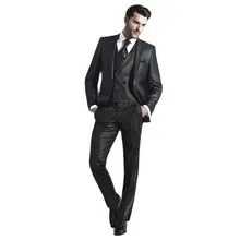 Latest Shawl Collar Men's Satin Suits Hot Selling Custom Made Two Buttons Navy Blue Trendy Casual Wear Blazer 3 Pieces Skinny (4)