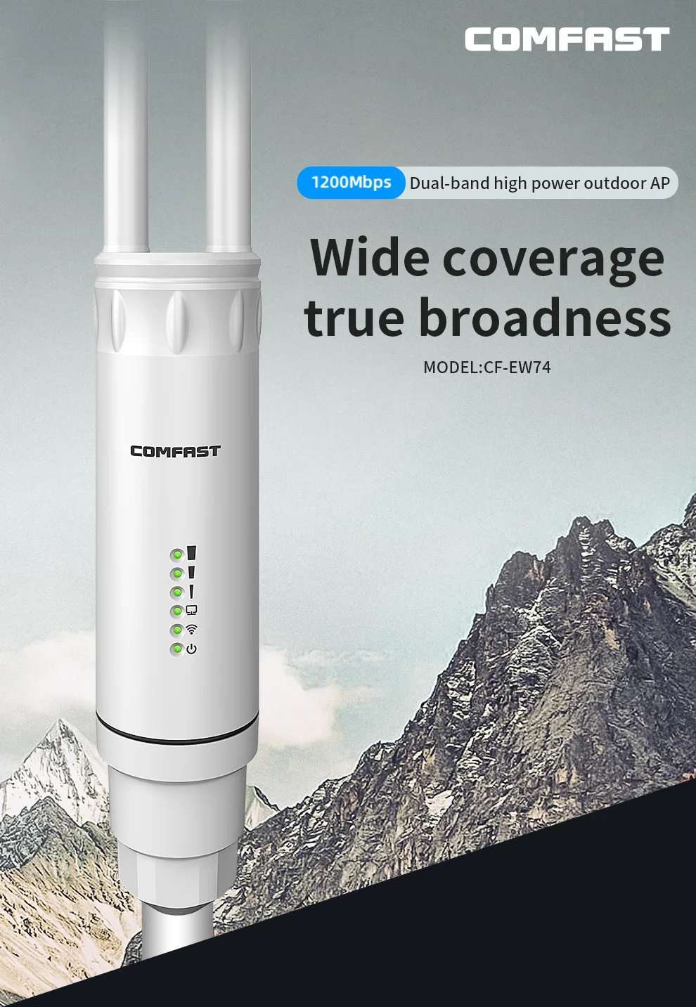 1200Mbps High Power 2*5 dbi Antenna Repeater WiFi Outdoor CPE AP Router 5.8Ghz Long Range Wireless PoE Access Point Nanostation