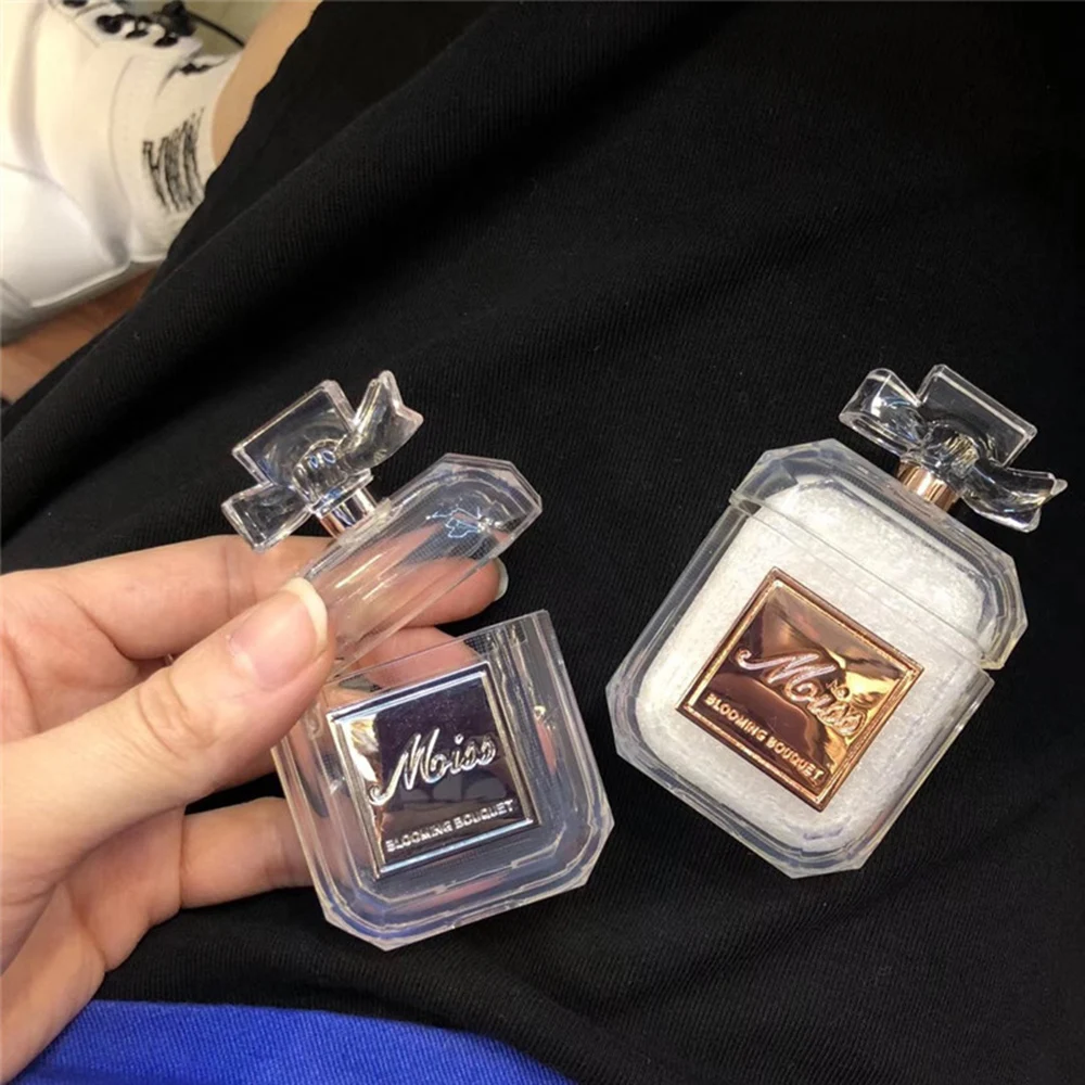 Силиконовый чехол флакон духов два цвета для гарнитура для airpods защитный роскошный противоударный чехол и прозрачный мягкий чехол из ТПУ