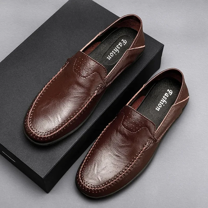 

Men's Leather Shoes Summer New Fashion Leisure Versatile Trend Leather Shoes Men's Soft Soled Leather Lazy Men's Shoes