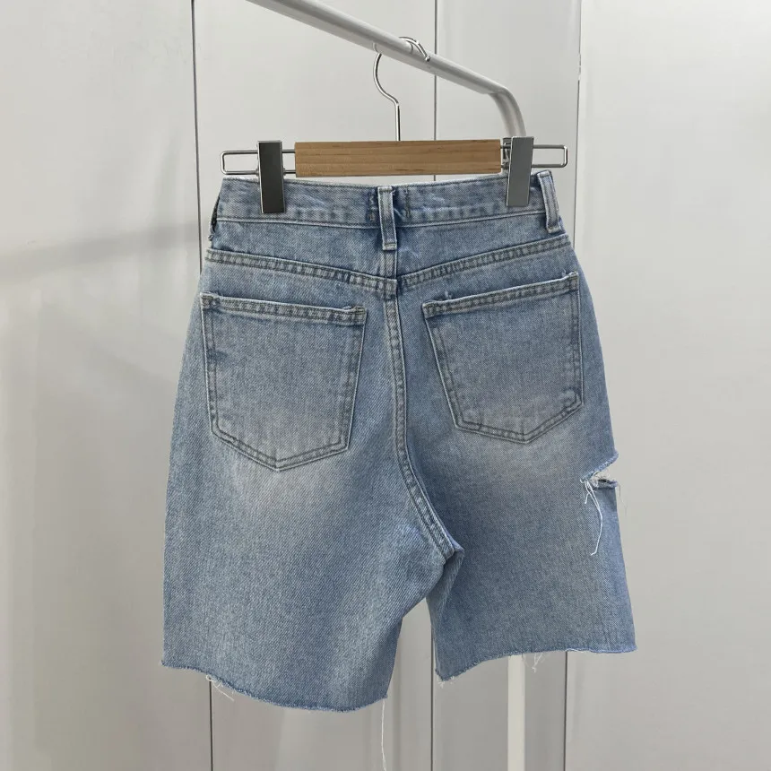 

Genayooa Streetwear Korean 2021 Summer Biker Shorts Women Denim Hole Shorts Jeans Feminino Chic Fashion High Waisted Shorts
