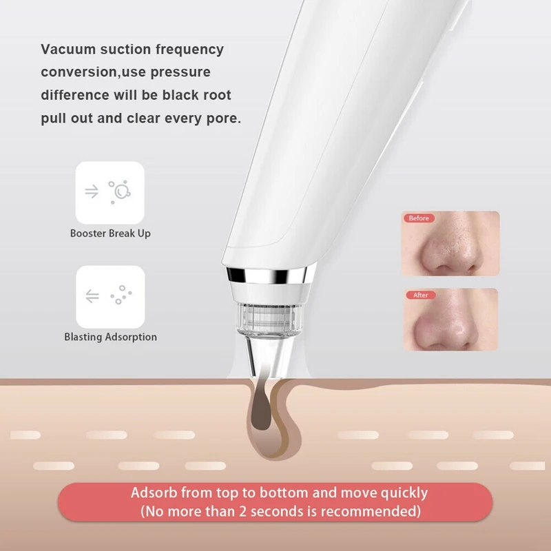 

Blackhead Remover Vacuum Acne Pimple Pores Cleaner With 6 Probes Facial Cleaning Skin Care Tools USB Rechargeable Beauty Device