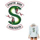 Зеленая змея, теплопередающая наклейка, ривердейл, южные змеи, термоклейкие нашивки для одежды, искусственная кожа, декоративная аппликация для куртки