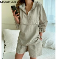 mozuleva summer tracksuit womens suit 2 pieces set hooded long sleeve hoodies and shorts 2021 spring female sets casual suits
