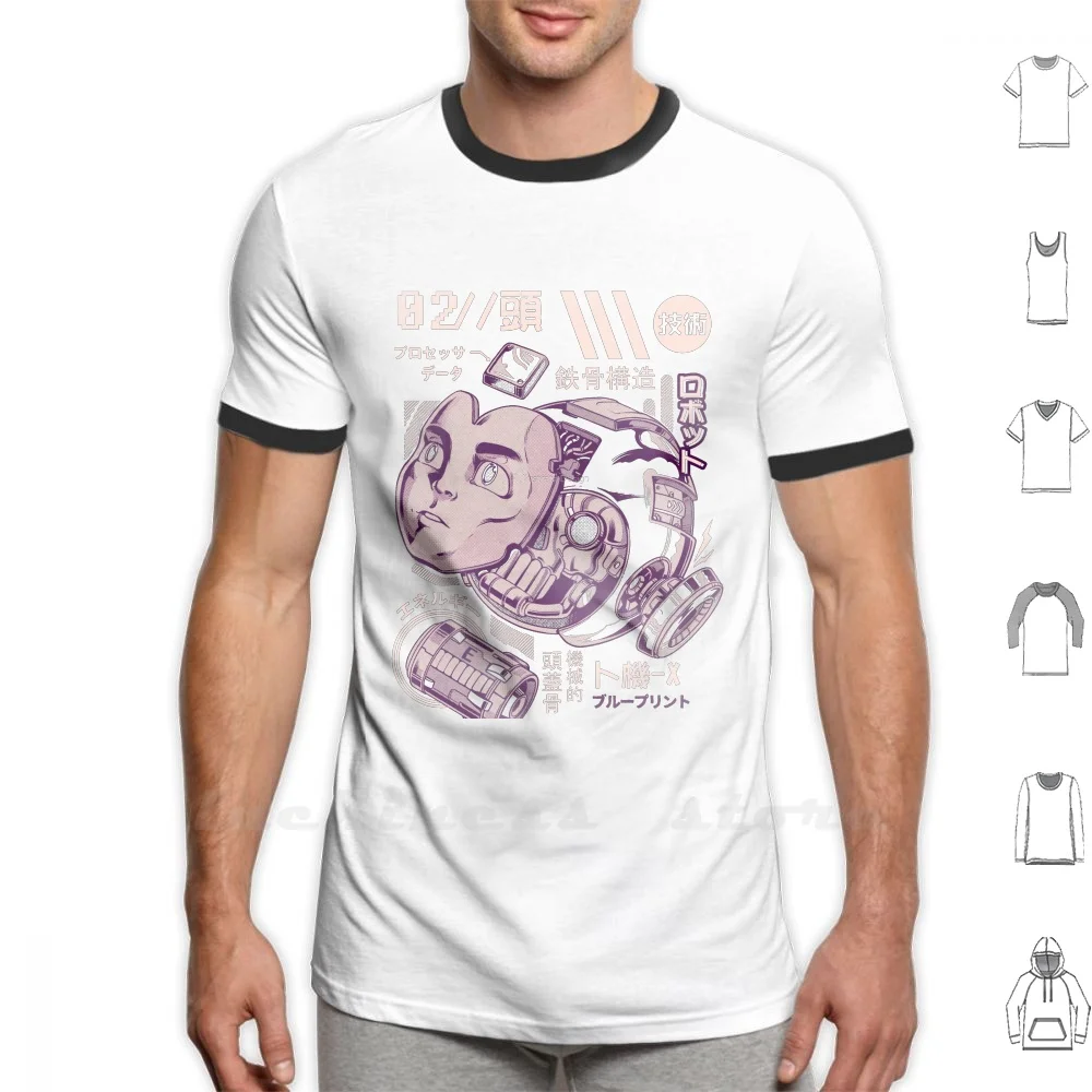 

Футболка X'S Head с рисунком Рингера из хлопка для видеоигр, японский робот-череп