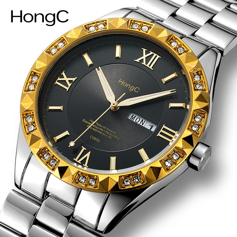 

New Men's Watch Fashion Business Brand Quartz Watch Week Calendar Multi-Time Zone Waterproof Steel Band Men's Watch Direct Sales