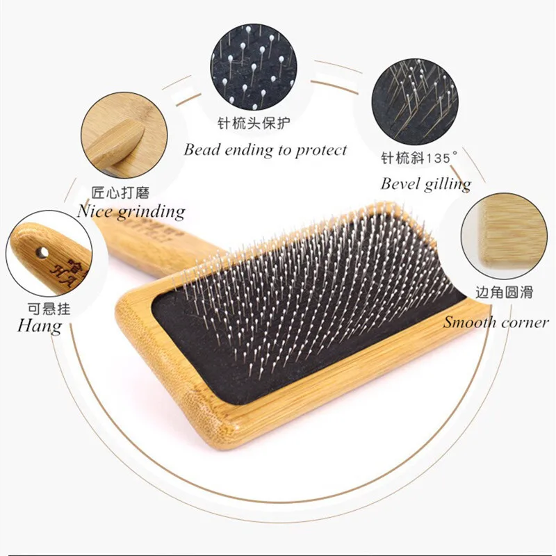 MTL dog comb pet dog removes hair grooming comb groomer brush for dog cat with wooden handle